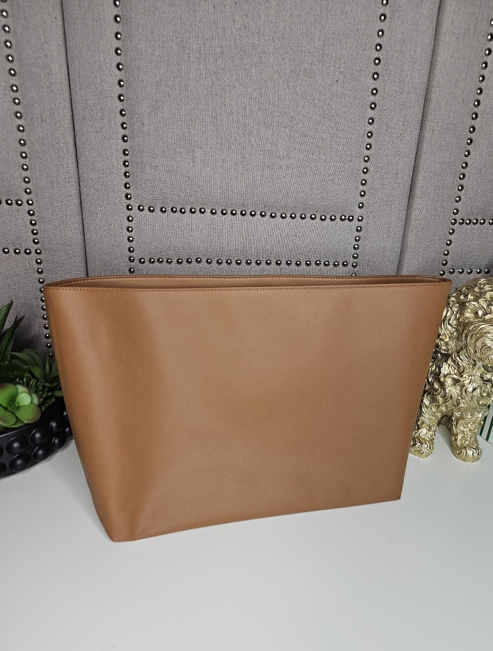 Cuyana Leather Tote Organization Insert Caramel Brown